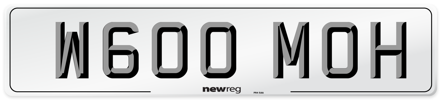 W600 MOH Number Plate from New Reg